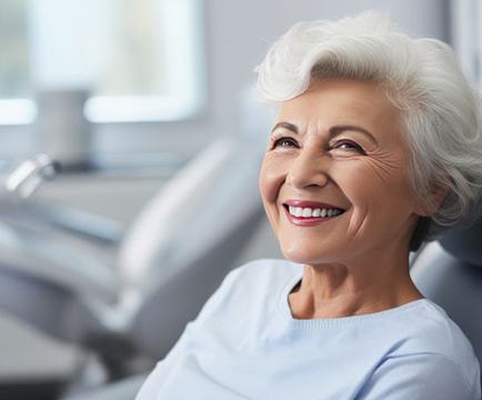 Happy, smiling senior dental patient