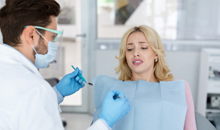 Patient experiencing dental anxiety Baltimore